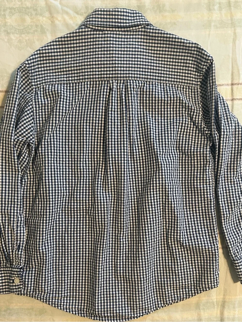 GAP Kids Boy’s Navy/White Gingham Seersucker Button-Down Long Sleeve M (7-8)